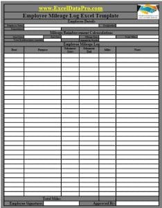 Download Employee Mileage Log Excel Template - ExcelDataPro