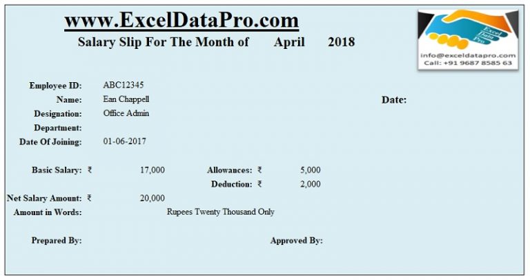monthly salary slip format doc