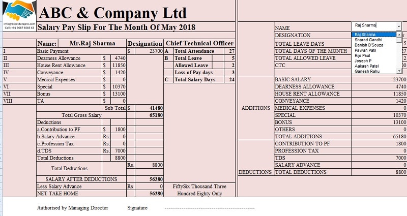 Salary Sheet With Attendance Register