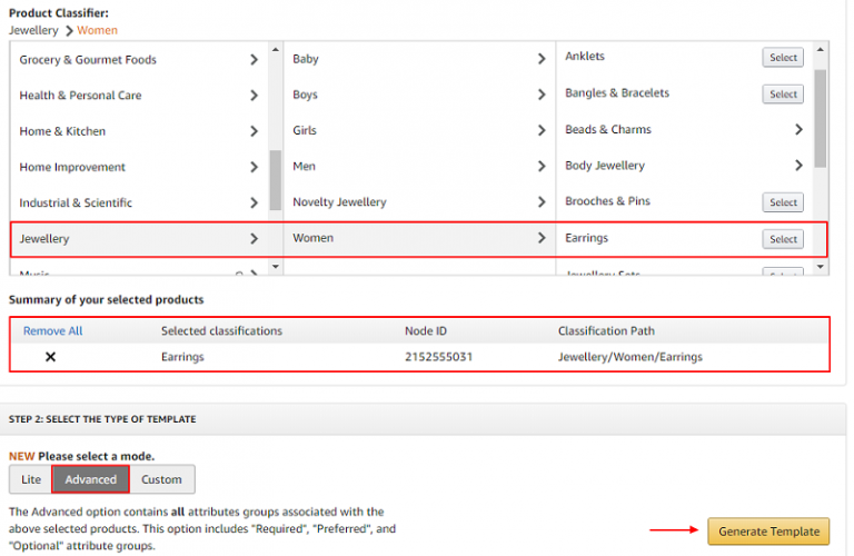 Amazon Template in Excel for Jewellery ExcelDataPro