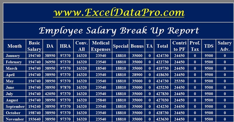 Salary Breakup Report