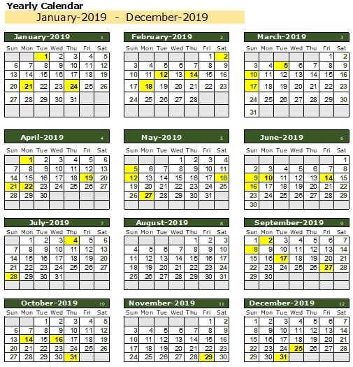 100 Years Excel Calendar Template