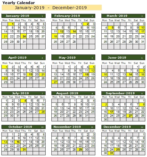 100 Years Excel Calendar Template