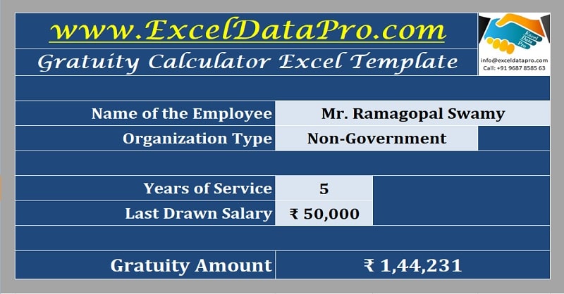 Download Gratuity Calculator (India) Excel Template