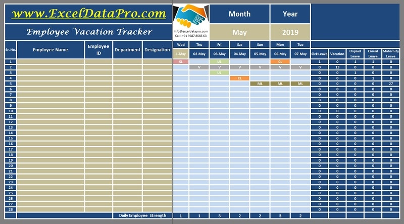 How To Track Vacation And Sick Time In Excel