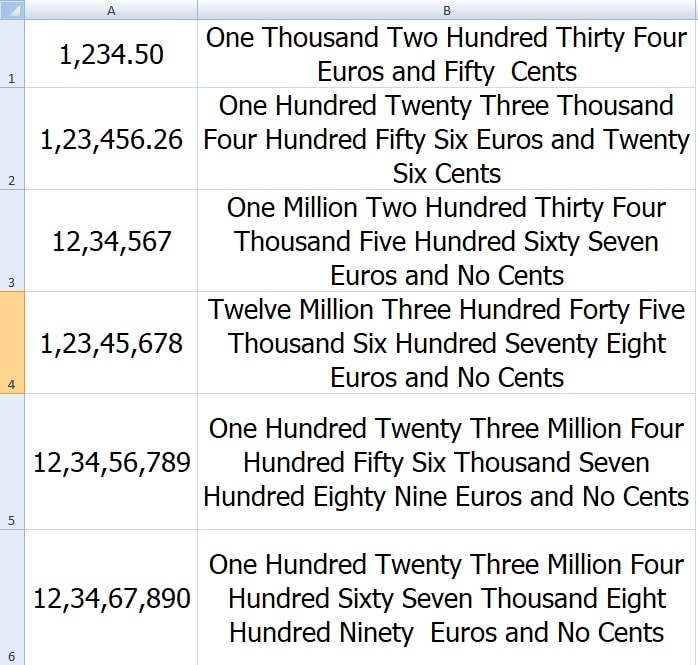 SpellNumber European Euros