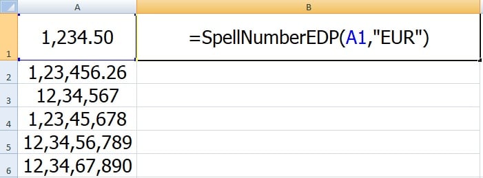 SpellNumber European Euros