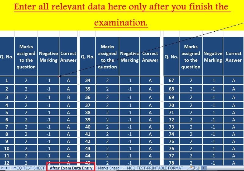 Download Multiple Choice Questions - MCQ Test Sheet Excel Template ...