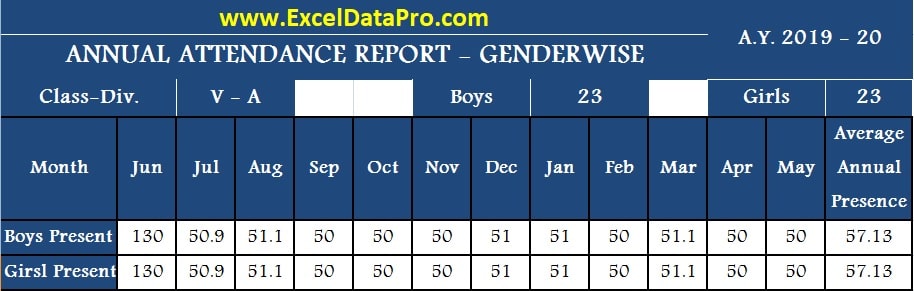 Yearly School Attendance Sheet