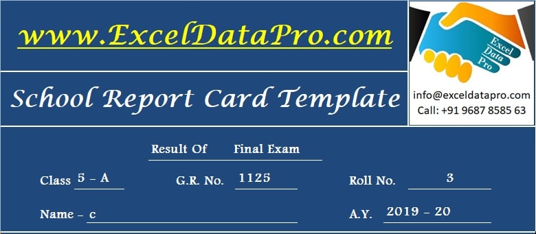 microsoft excel report card template