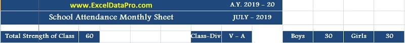 Yearly School Attendance Sheet