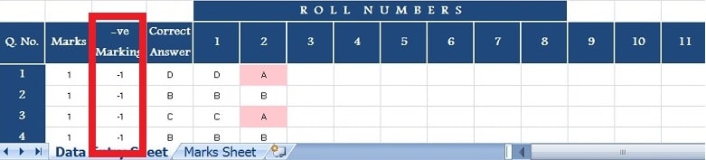 MCQ Test Checking Sheet