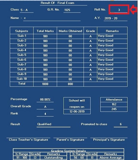 microsoft excel report card template