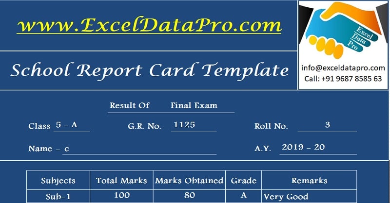 student result card template free download