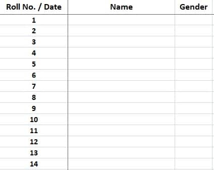 Yearly School Attendance Sheet