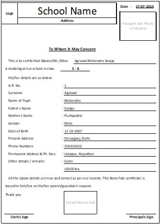 General Register and Bonafide Generator