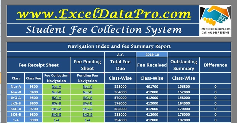 Download Student Fee Collection System Excel Template