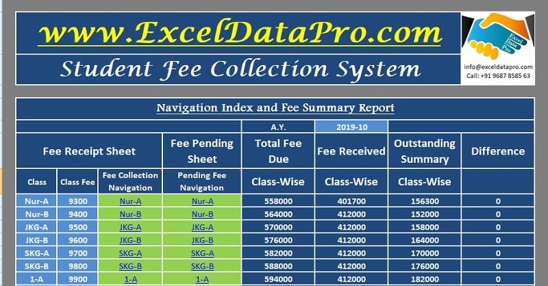 excel student record