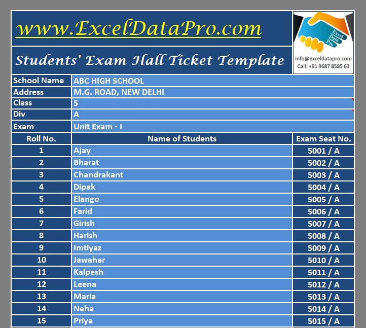 Exam Hall Ticket Generator