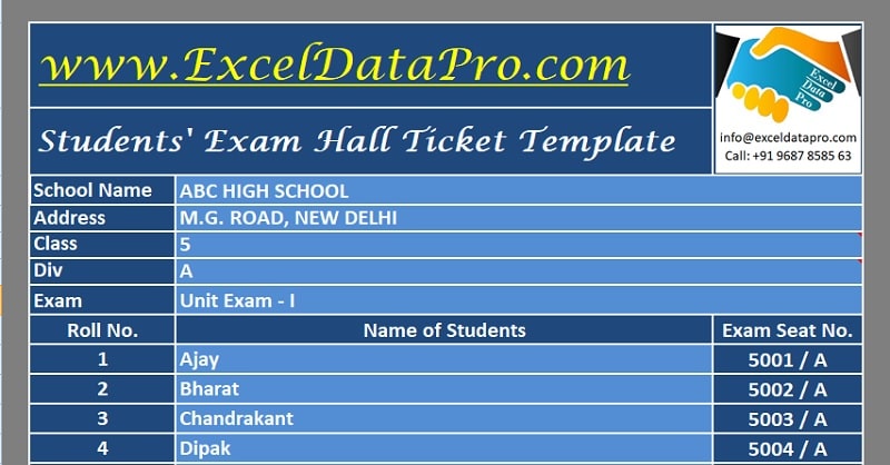 Exam Hall Ticket Generator