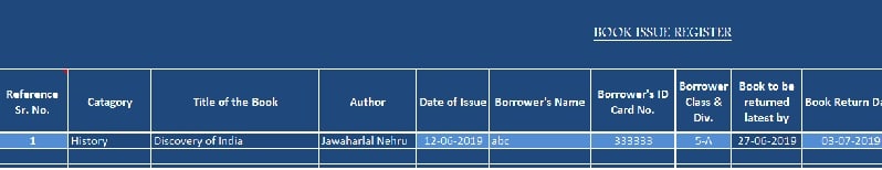 Library Book Issuance Register