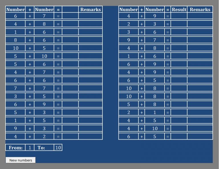 Download Basic Addition Practice Sheet Excel Template Exceldatapro