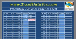 Percentage Practice Sheet Excel Template