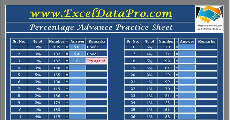 Beginner Excel Practice Sheet Dasepond 3597