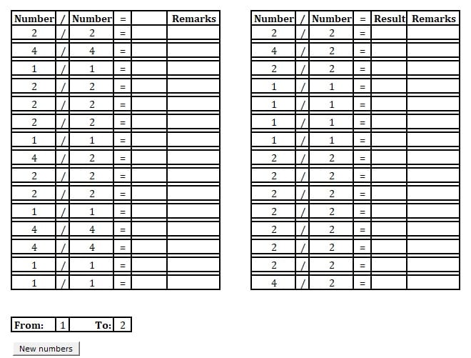 Printable Basic Division Practice Sheet