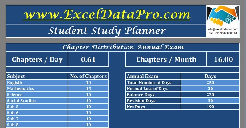 microsoft excel student schedule template