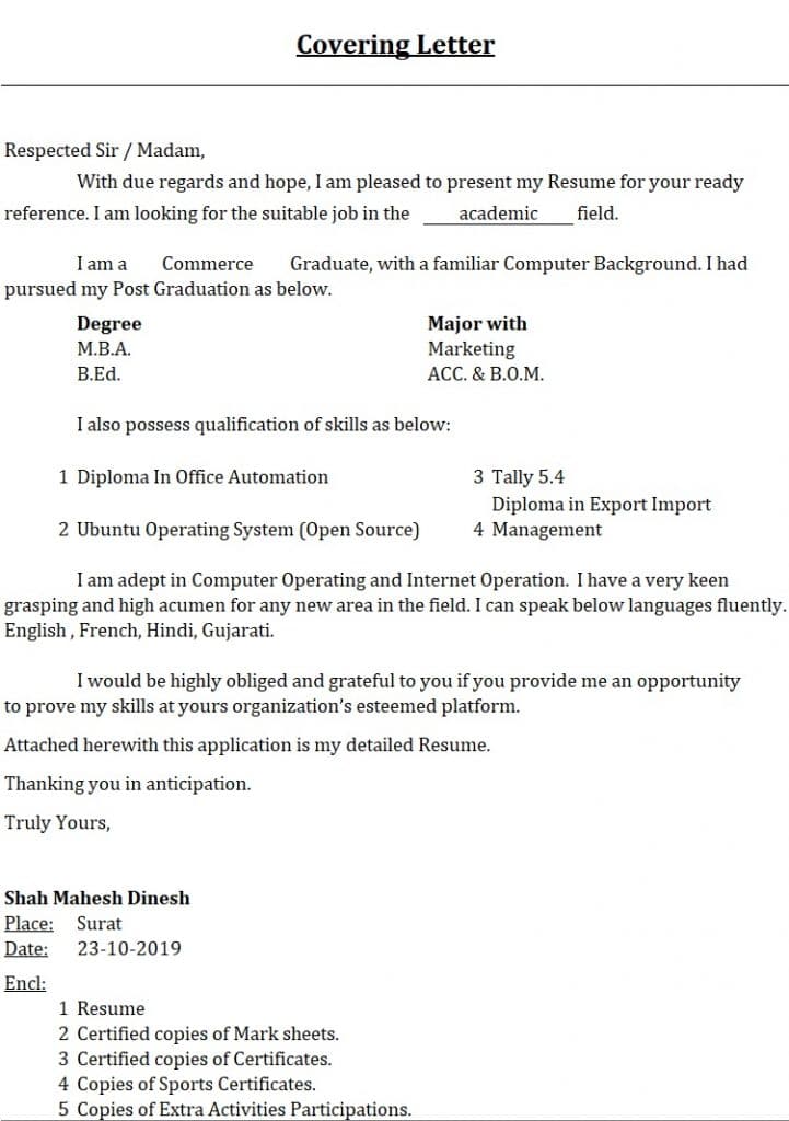 Covering Letter Template