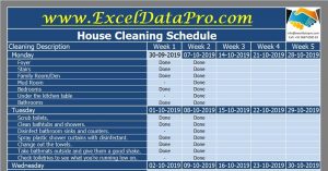 House Cleaning Schedule Excel Template