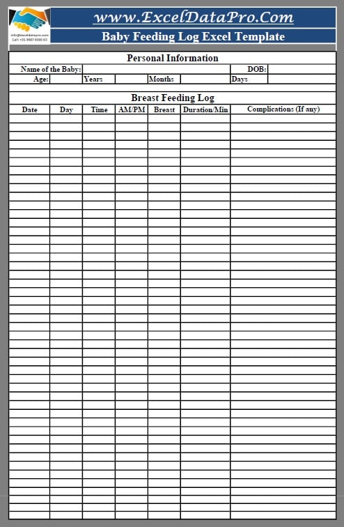 Printable Feeding Log