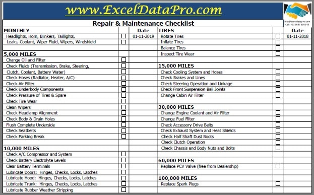 preventative car maintenance checklist