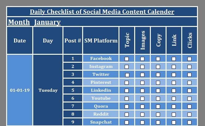 Social Media Content Checklist