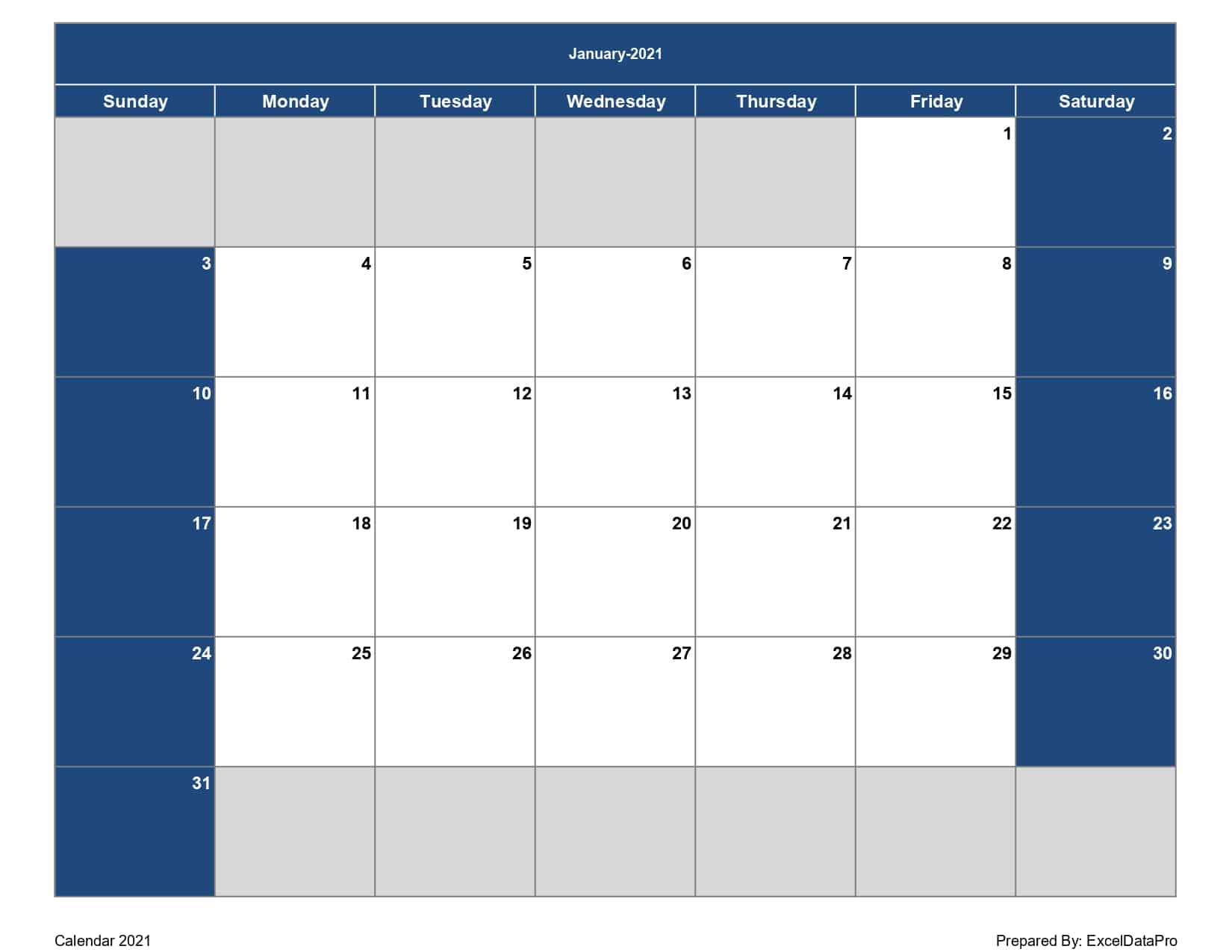 2021 Monthly Calendar Template Excel | Lunar Calendar