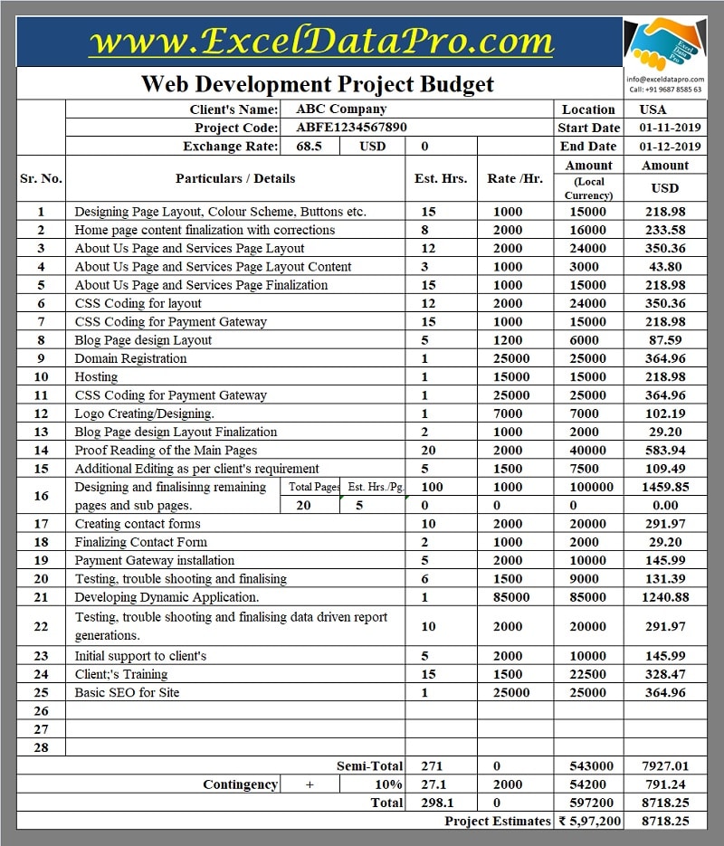 App Development Budget Template