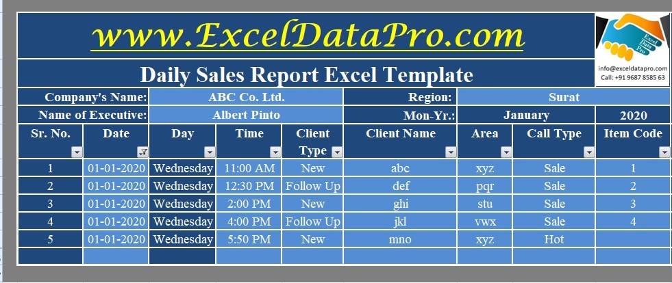 excel reports template