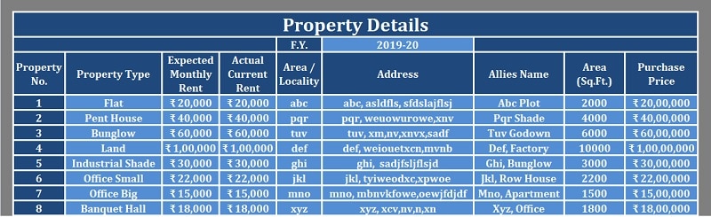 property management templates excel