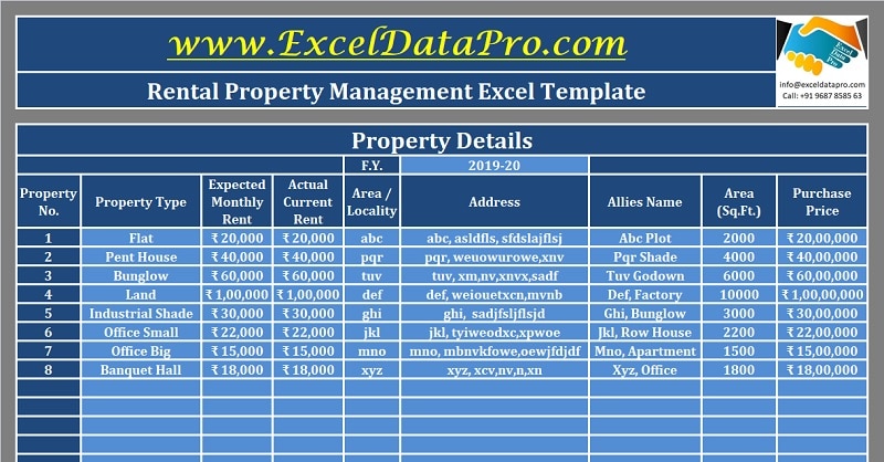 Download Rental Property Management Excel Template