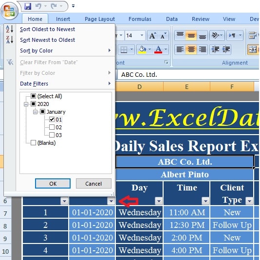 Download Daily Sales Report Excel Template - Exceldatapro