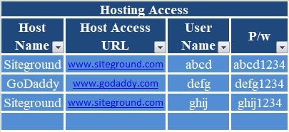 Website Hosting Register