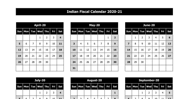 Indian Fiscal Calendar 2020-21
