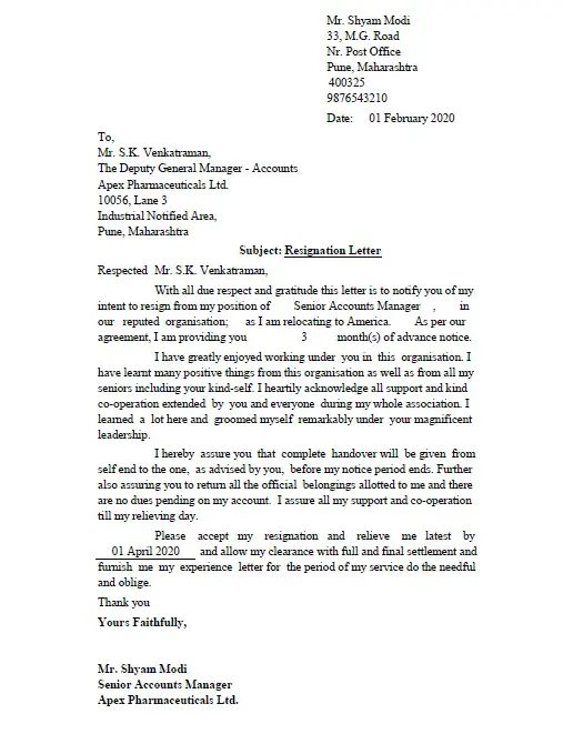 Download Professional Resignation Letter Excel Template Exceldatapro