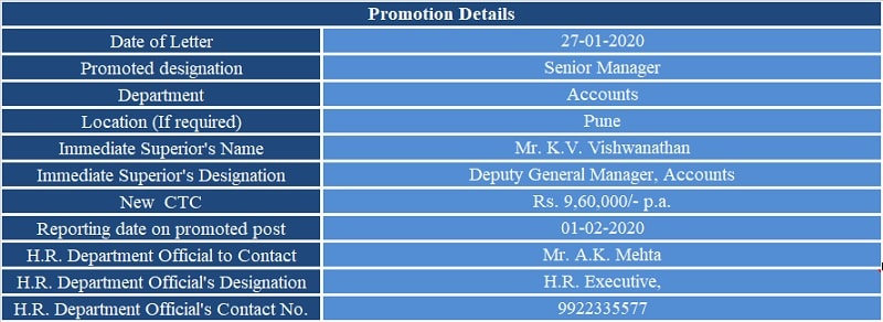Employee Promotion Letter