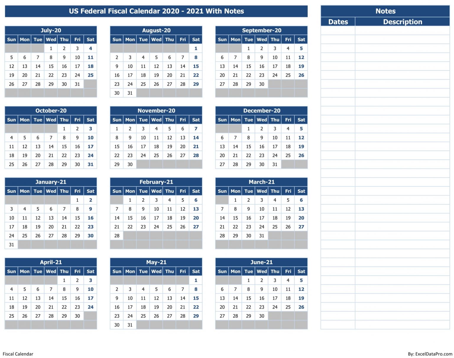 Calendar Fiscal Neysa Adrienne