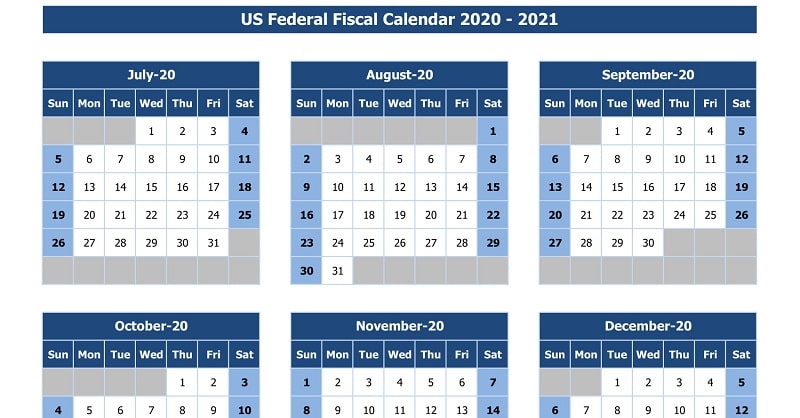 Download US Federal Fiscal Calendar 2020-21 Excel Template