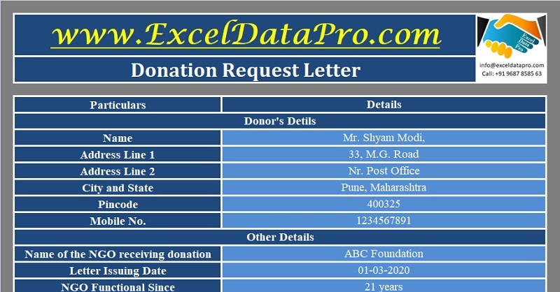 Download Donation Request Letter Excel Template