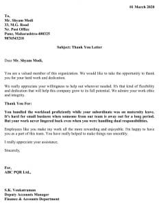 Download Employee Thank You Letter Excel Template - ExcelDataPro