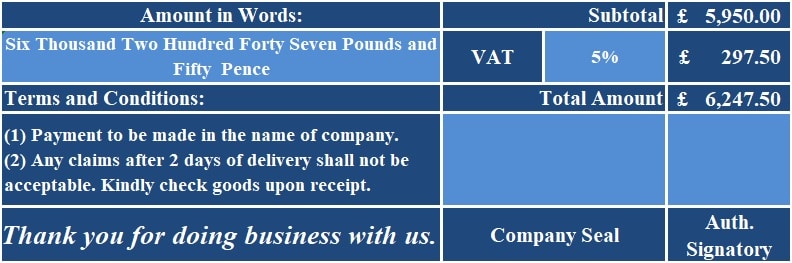 UK VAT Credit Note